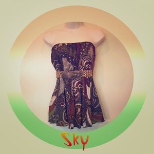 Sky strapless top size small